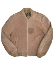 Vintage Cowhide Split Leather Coat Mens S Brown Suede Bomber Full Zip We... - £25.72 GBP