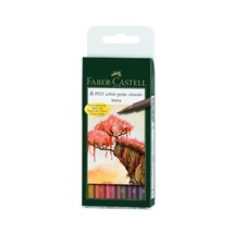 Faber-Castell Pitt Artist Brush Pen Wallets, Terra Set - 6 x colours  - $40.00