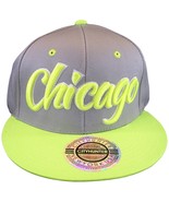 City Hunter Chicago Men&#39;s Adjustable Snapback Baseball Cap Gray/Neon Green - £11.95 GBP