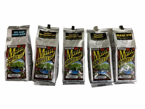 5 Pack-Maui Coffee Company 5 Flavor Sampler Pack 7 Oz Each - £77.84 GBP