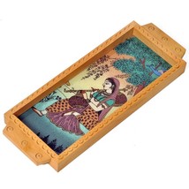 Tray Indian Handcrafted Crushed Gemstone Work Meera Painted Wooden Serving Tray - £12.21 GBP
