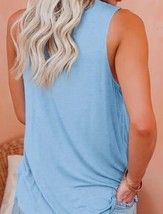 Womens Solid Color Simple Basic Tank Top Crewneck Casual Sleeveless Lt Blue Sm 4 - £5.52 GBP