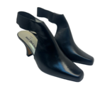 Inez DeLiso Women&#39;s Sling-Back Square Toe Pump Heels Black Leather Size ... - $56.99