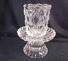 Partylite clear glass Quilted Diamond 2 part candle holder - £6.65 GBP