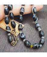 Beautiful Natural Eyes banded Agate beads Black &amp; white agate jewelry ne... - $60.57