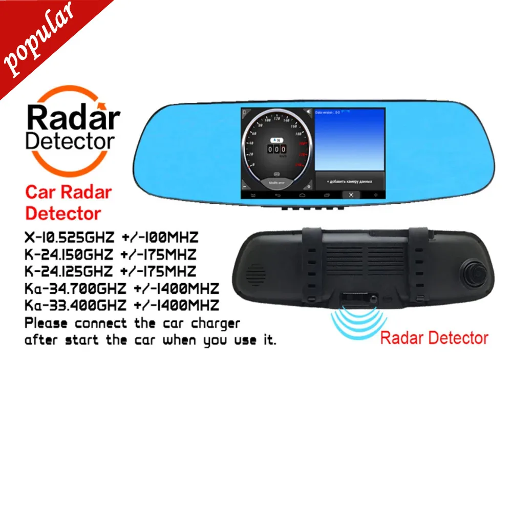 Car Rearview Mirror DVR Camera 3 In 1 Radar Detector GPS Navigation Android 4.4 - £114.49 GBP+