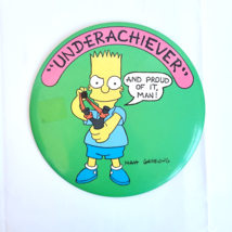 Vtg 1989 Bart Simpson Underachiever 6&quot; Button Pin w/ Stand The Simpsons ... - $127.02 MXN