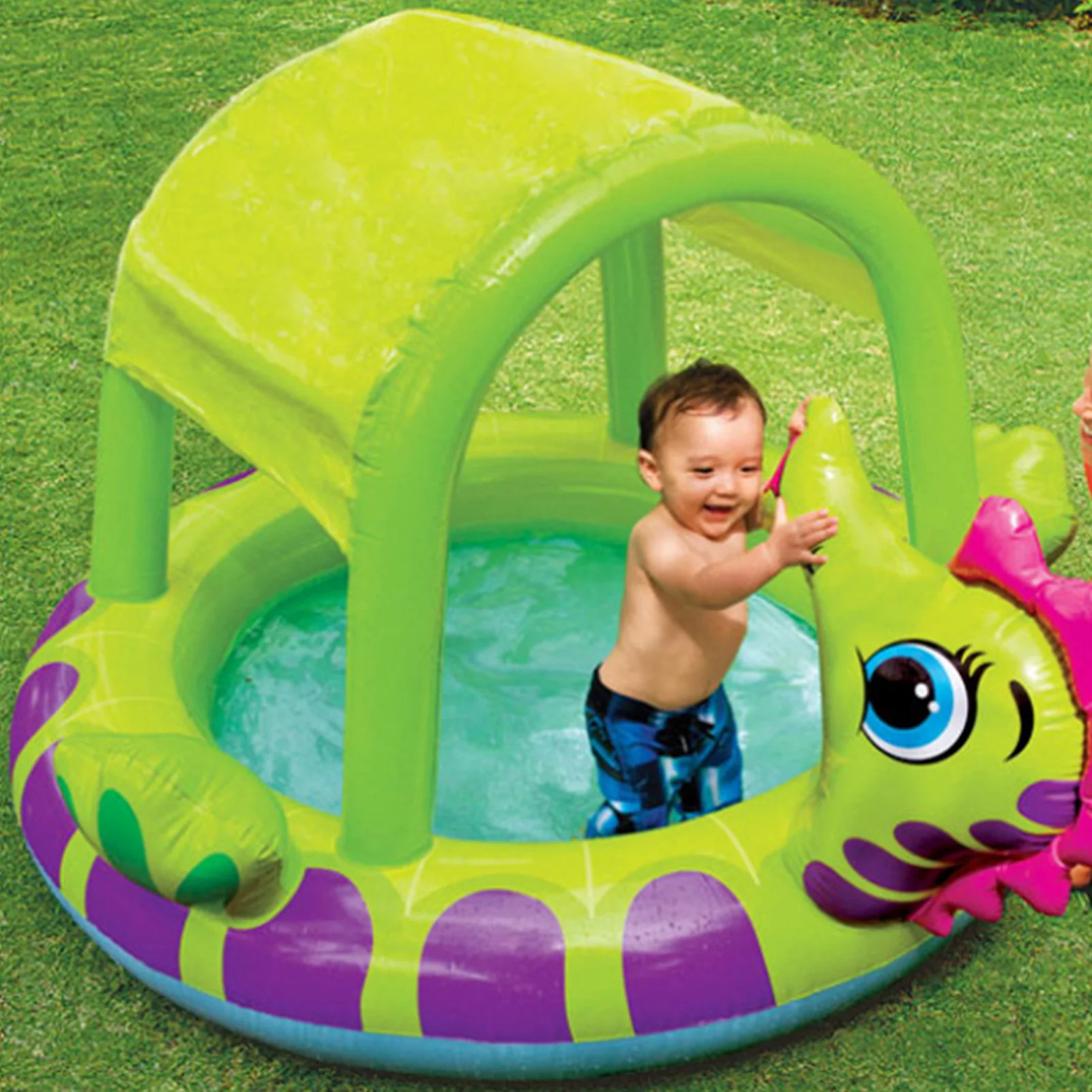 Seahorse Shading Inflatable Paddling Swimming Pool Kid Sprinkler Pool Summer - £70.17 GBP