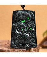 Craving Jade Dragon Tortoise and Crane Genuine Burma Black Jadeite Penda... - $89.00