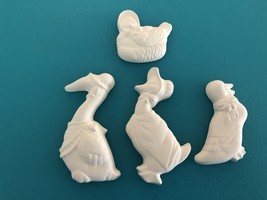A1 - 4 Geese/Duck Magnet Ceramic Bisque Ready-to-Paint, You Paint - £2.01 GBP