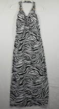 VTG Heart and Soul Dress Women Sleeveless Zebra Pattern Halter Black White Small - £39.81 GBP