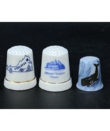 Blue Killer Whale State Virginia Mount Vernon Thimble Ceramic LOT 3 Vintage - $16.92