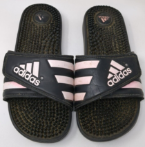 Adidas Adissage Slip On Sandals Women&#39;s Size 8 044264 Black Pink VTG Y2K... - £14.86 GBP