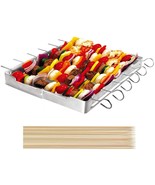 Heavy Duty Stainless Steel Barbecue Skewer Shish Kabob Set, 6Pcs 13&quot;L Sk... - $30.99