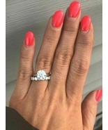 2CT Corte Redondo Moissanita Mujeres Compromiso Boda Ring Set 14K Oro Bl... - €96,10 EUR