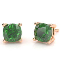 Lab-Created Emerald 6mm Cushion Stud Earrings in 10k Rose Gold - £273.01 GBP