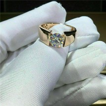 1 CT Solitaire Tension Set Round Cut CZ Diamond Ring, Men&#39;s Wear Wedding Ring - £126.32 GBP