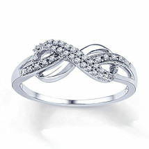 Engagement Infinity Promise Ring 14k White Gold Plated 0.10 Ct Round Moissanite - £72.00 GBP