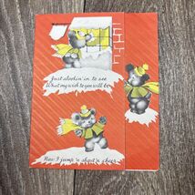 Vintage Folded Christmas Holiday Card “What My Wish Will Be” Bear In Hat... - $5.59 CAD