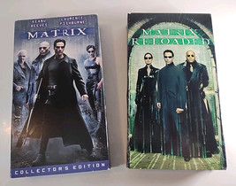 Matrix &amp; Matrix Reloaded VHS - Matix 1 &amp; 2 Video Bundle Keanu Reeves -Ships Fast - $10.69