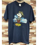 Vintage Mickey Mouse Shirt Velva Sheen Made in USA Disney Blue Size Adul... - £18.73 GBP