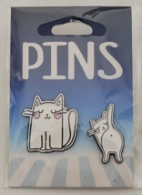 2 White Cat Lapel Pin Lot Cute Kitty But Feline Lovers Jewelry Accessory... - $8.99