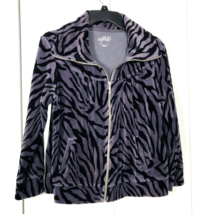 Vtg Style &amp; Co Sport Women's Velour Purple &amp; Black  Full Zip Jacket Large - $12.87