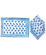 Indian Style Hand Block 100% Cotton Theme Dining Table Mats and Napkins ... - $47.27 CAD