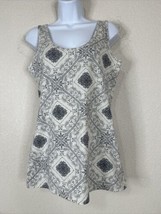 Maurices Womens Size L Ivory/Gray Paisley Scoop Neck Tank Sleeveless Stretch - £6.15 GBP