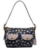 COACH Vintage Rose Print Nylon Cargo Shoulder Bag 23 ~NWT~ Navy 596 - $2,923.22 MXN
