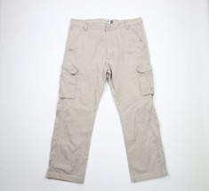 Vintage Wrangler Mens 38x31 Faded Baggy Fit Wide Leg Cargo Pants Beige Cotton - £35.16 GBP