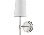 Clarissa 1-Light Wall Sconce, Brushed Nickel, White Fabric Shade, Bulb N... - $41.79