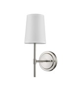 Clarissa 1-Light Wall Sconce, Brushed Nickel, White Fabric Shade, Bulb N... - £35.03 GBP
