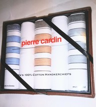 Pierre Cardin Handkerchiefs Set Of 5 New Leather Gift Box - £15.47 GBP