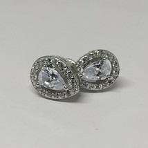 14k Placcato Oro Bianco Pera Forma 2Ct Diamanti Finti Screwback Orecchini a Lobo - £113.11 GBP