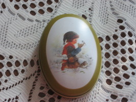 Tin-Christmas-Shepherd-Oval-Enesco-Giordana Art-Japan-1984 - £5.98 GBP