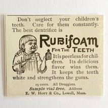 Rubifoam Toothpaste Hoyt And Co 1894 Advertisement Victorian Dental 1 AD... - $19.99