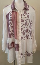 Style&amp;Co Tunic Button Down Shirt Womens 2X Long Sleeve Tiered Boho Peasa... - $432.03 MXN