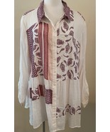 Style&amp;Co Tunic Button Down Shirt Womens 2X Long Sleeve Tiered Boho Peasa... - $429.21 MXN