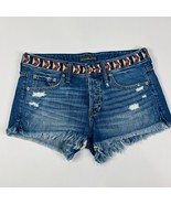 Abercrombie &amp; Fitch Hot Pants Womens Shorts Size 27 Blue Stretch Distressed - $18.99