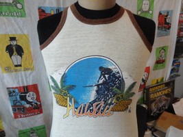 Vintage Poly Tees Hawaii Surfing Surfboard Parrot T shirt Tank Top XS - $68.31