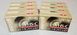 [Lot of 8] Maxell VHS-C HGX-Gold TC-30 Premium High Grade Blank Camcorder Tapes - £37.19 GBP