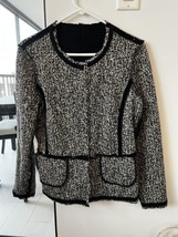 Beautiful Designer Black/White Reversible Mid Weight Sweater Jacket Medium - $24.75