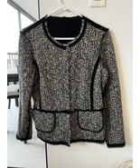 Beautiful Designer Black/White Reversible Mid Weight Sweater Jacket Medium - $468.01 MXN