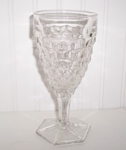 FOSTORIA AMERICAN GLASS  WATER HEX STEM GOBLET #2056  MINT   - £11.16 GBP