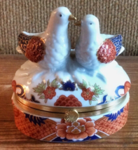 Andrea by Sadek Love Birds Porcelain Trinket Box Jewelry Ring Holder Hinged Lid - £12.78 GBP