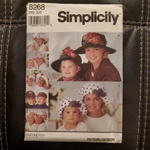 UNCUT Simplicity 8268 Mother &amp; Daughter Hats Sewing Pattern FF 1992 Vintage - £7.58 GBP