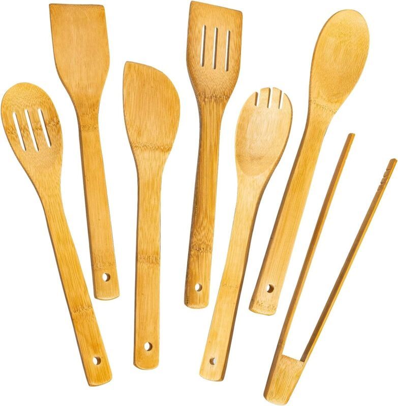 Primary image for Wooden Spoons for Cooking 7-Piece, Kitchen Nonstick Bamboo Cooking Utensils Set,