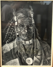 Framed 1978 Signed Indian Scratchboard Print Native American Chester Gorzelany - £49.46 GBP