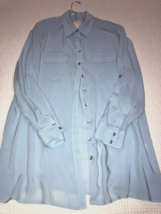 Chicos Womens Blue Long Sleeve Button Down Blouse Size 0 - £11.79 GBP